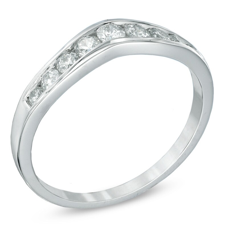 3/8 CT. T.W. Diamond Contour Band in 14K White Gold