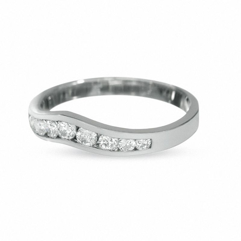 Main Image 3 of 3/8 CT. T.W. Diamond Contour Band in 14K White Gold