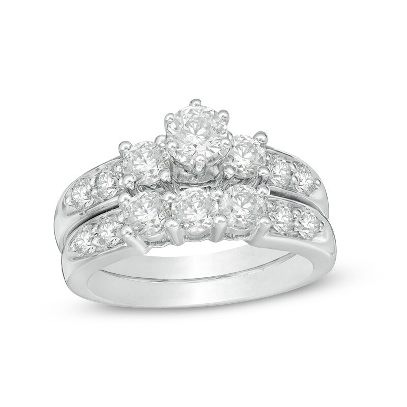 Main Image 1 of 2 CT. T.W. Diamond Three Stone Bridal Set in 14K White Gold