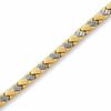 Thumbnail Image 0 of 10K Two-Tone Gold Rectangle Slash Stampato Bracelet - 7.25"