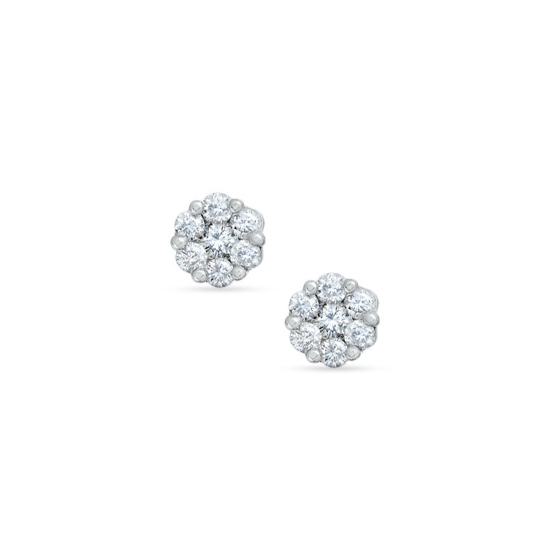 Main Image 1 of 1/4 CT. T.W. Multi-Diamond Flower Earrings in 14K White Gold