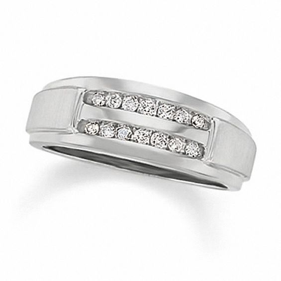 Men's 1/4 CT. T.w. Diamond Double Row Band in 10K White Gold