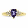 Thumbnail Image 1 of Pear-Shaped Amethyst Ring in 14K Gold with Diamond Accents