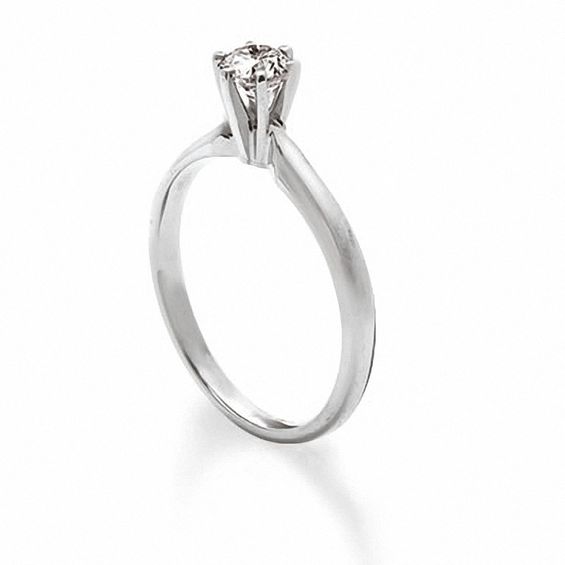 1/ CT. Diamond Solitaire Engagement Ring in 14K White Gold