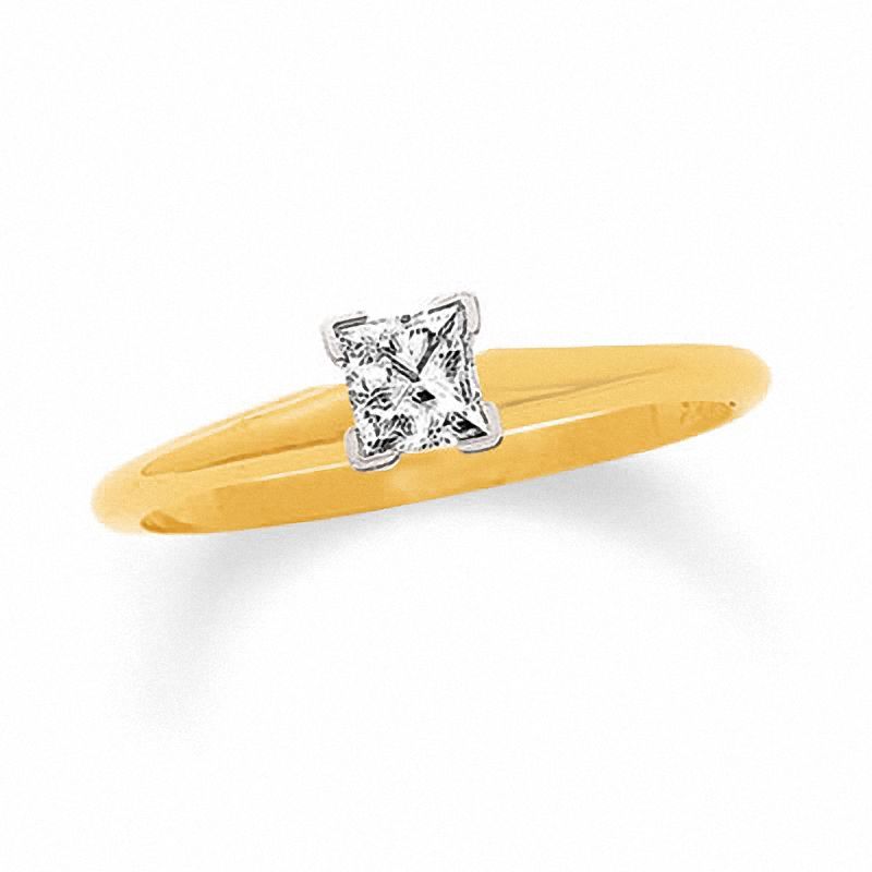 1/5 CT. Princess Cut Diamond Solitaire Engagement Ring in 14K Gold