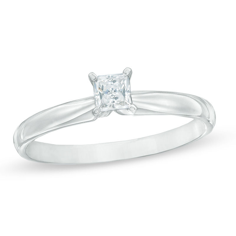 Main Image 1 of 1/4 CT. Princess-Cut Diamond Solitaire Engagement Ring in 14K White Gold