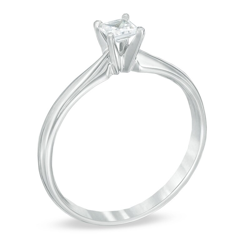 Main Image 2 of 1/4 CT. Princess-Cut Diamond Solitaire Engagement Ring in 14K White Gold