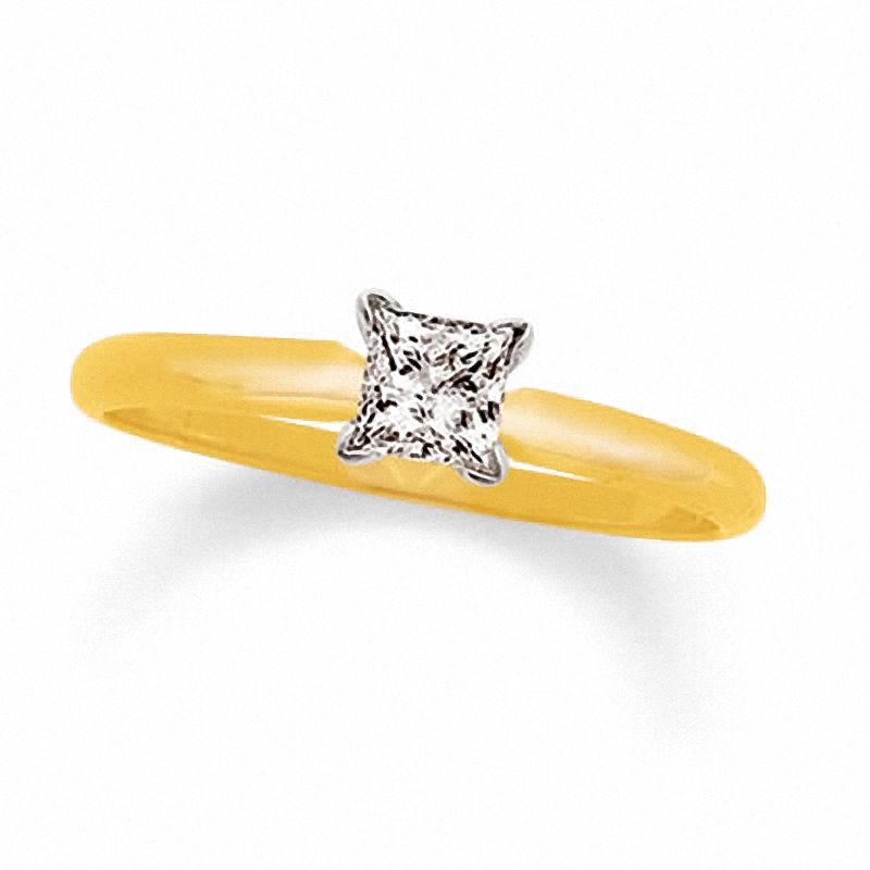 Main Image 1 of 1/3 CT. Princess Cut Diamond Solitaire Engagement Ring in 14K Gold