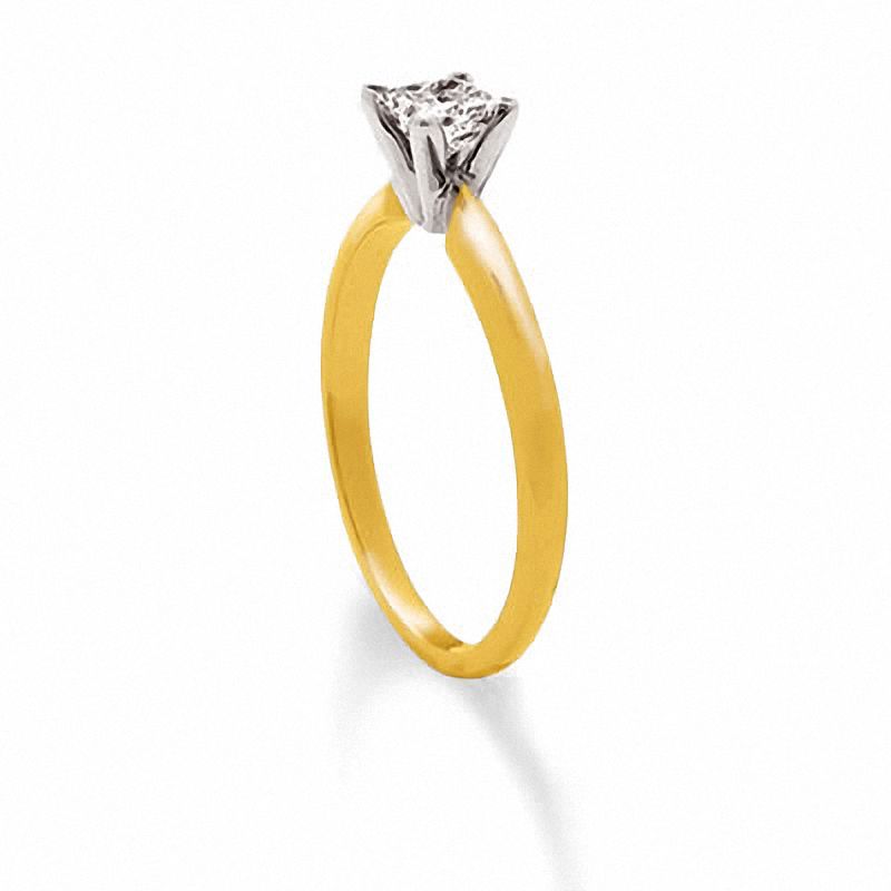 Main Image 2 of 1/3 CT. Princess Cut Diamond Solitaire Engagement Ring in 14K Gold