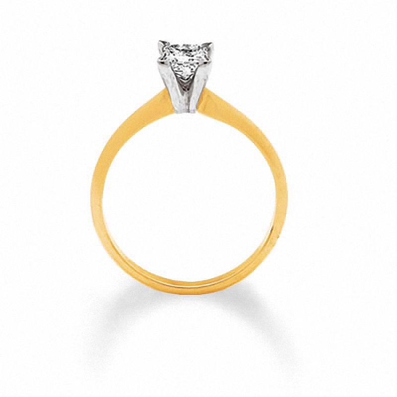 Main Image 3 of 1/3 CT. Princess Cut Diamond Solitaire Engagement Ring in 14K Gold
