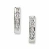 Thumbnail Image 1 of 1/2 CT. T.W. Diamond Huggie Hoop Earrings in 10K White Gold