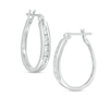 Thumbnail Image 1 of 1/2 CT. T.W. Diamond Channel Oval Hoop Earrings in 14K White Gold