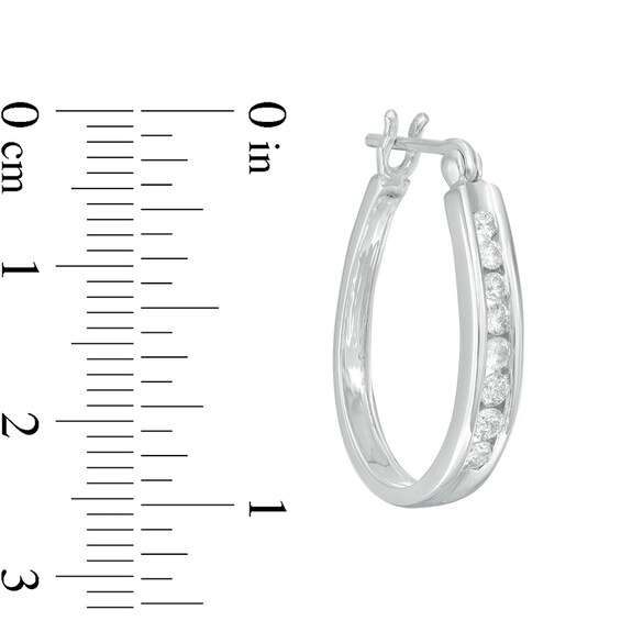1/2 CT. T.w. Diamond Channel Oval Hoop Earrings in 14K White Gold