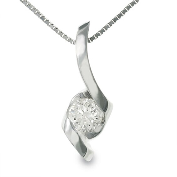 Sirenaâ¢ 1/3 CT. Diamond Solitaire Pendant In 14K White Gold