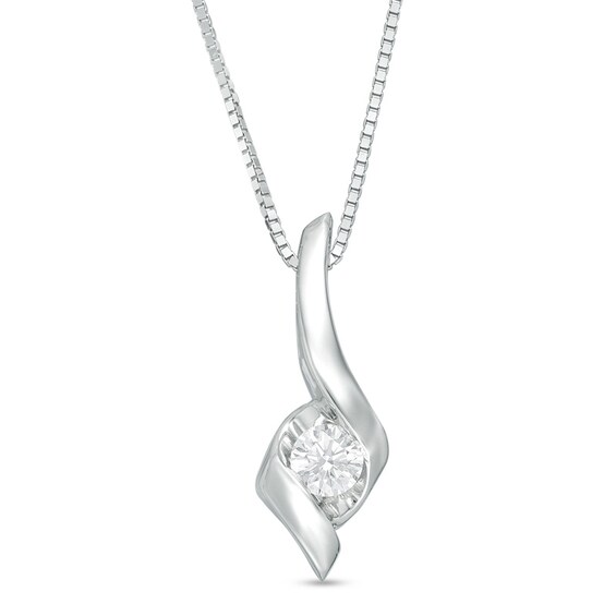 1/10 CT. Sirena⢠Solitaire Pendant in 14K White Gold