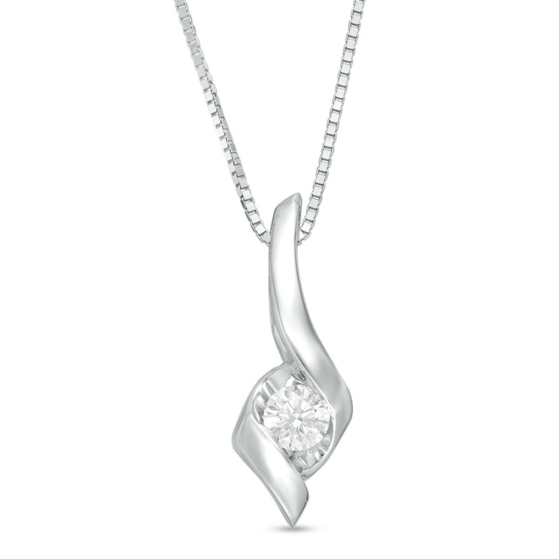 Main Image 1 of 1/10 CT. Sirena™ Solitaire Pendant in 14K White Gold