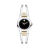 Thumbnail Image 1 of Ladies' Movado Amorosa® Diamond Accent Two-Tone Bangle Watch with Black Dial (Model: 0604983)