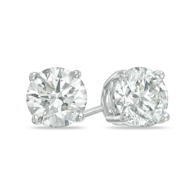 1-1/2 CT. T.W. Diamond Solitaire Stud Earrings in 14K White Gold