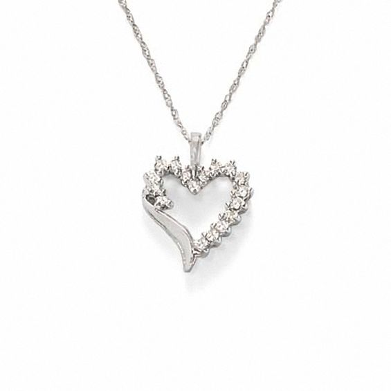 1/2 CT. T.w. Diamond Shadow Heart Pendant in 10K Gold