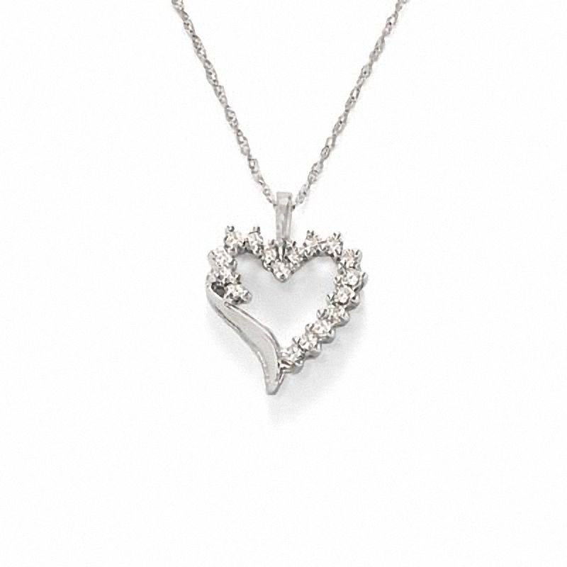 Main Image 1 of 1/2 CT. T.W. Diamond Shadow Heart Pendant in 10K White Gold