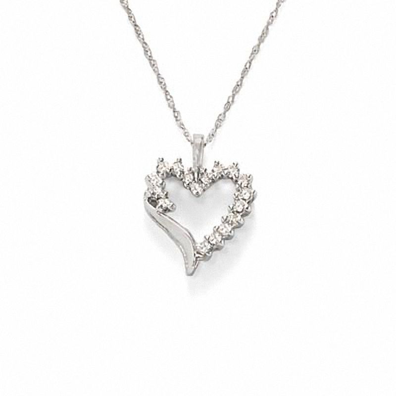 1/2 CT. T.W. Diamond Shadow Heart Pendant in 10K White Gold