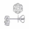 Thumbnail Image 2 of 1/2 CT. T.W. Diamond Cluster Flower Stud Earrings in 14K White Gold