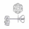 Thumbnail Image 1 of 1/2 CT. T.W. Diamond Cluster Flower Stud Earrings in 14K White Gold