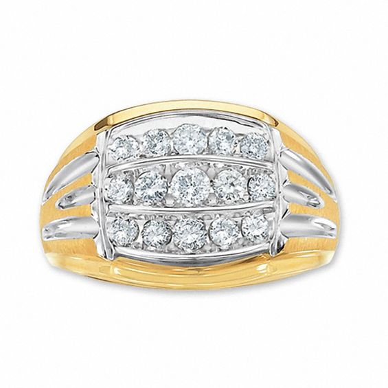 Men's 1 CT. T.w. Diamond Three Row Ring in 10K Two-Tone Gold