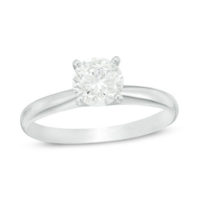 Ladies 14K  White Gold Solid Solitaire Ring 0.7ct Square CZ Center 