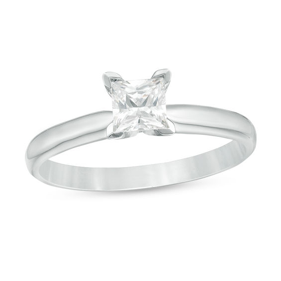 CT. Certified Princess-Cut Diamond Solitaire Engagement Ring in 14K White Gold
