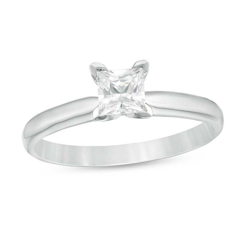 Main Image 1 of 1/2 CT. Certified Princess-Cut Diamond Solitaire Engagement Ring in 14K White Gold