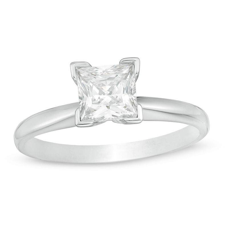 Main Image 1 of 1 CT. Certified Princess-Cut Diamond Solitaire Engagement Ring in 14K White Gold (I/I1)