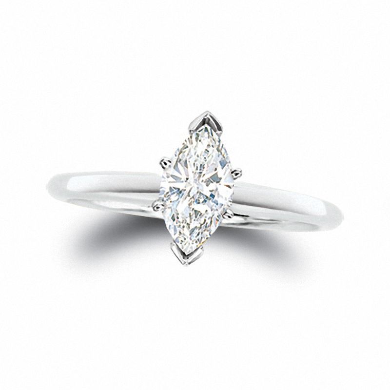 1/2 CT. Certified Marquise Diamond Solitaire Engagement Ring in 14K White Gold