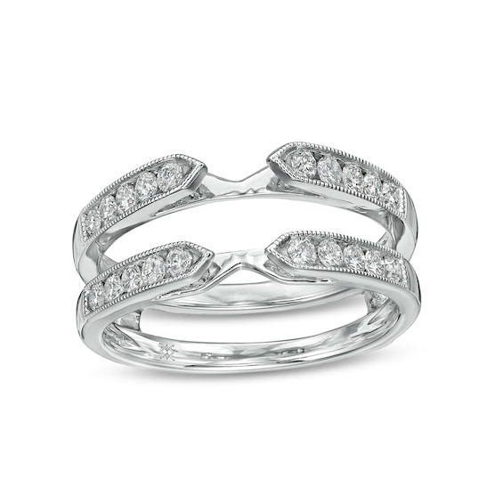 1/2 CT. T.w. Diamond Solitaire Milgrain Edge Wrap in 14K White Gold