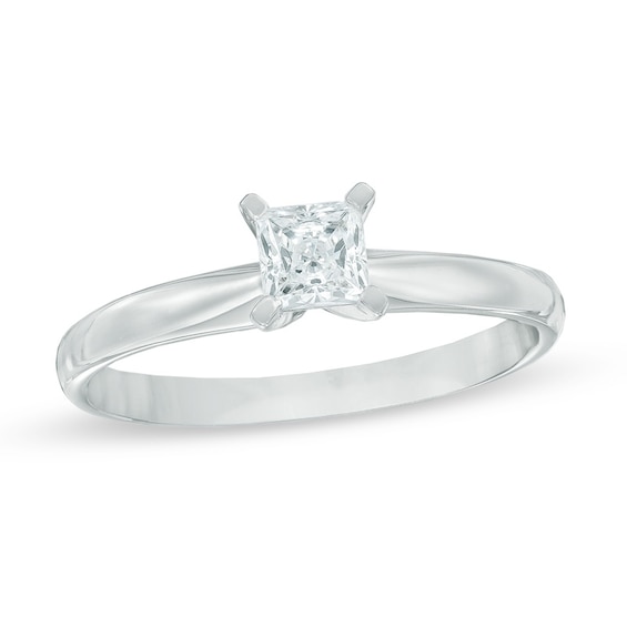 1/2 CT. Princess-Cut Diamond Solitaire Engagement Ring in 14K White Gold (I/I2)