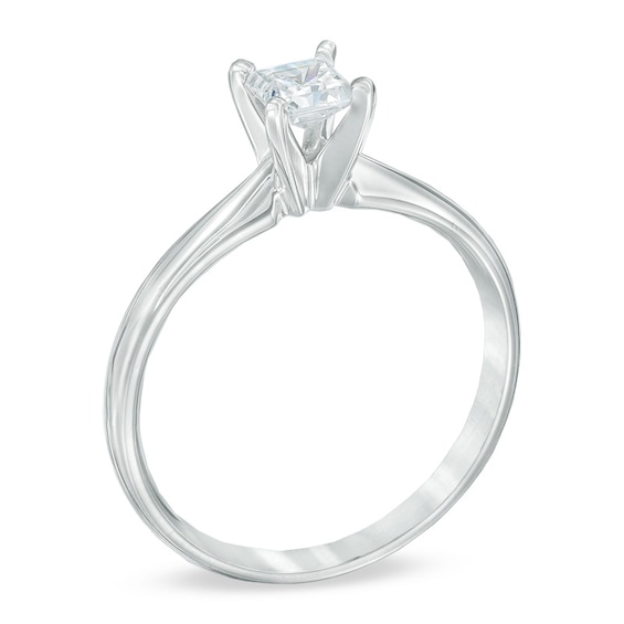 1/2 CT. Princess-Cut Diamond Solitaire Engagement Ring in 14K White Gold (I/I2)