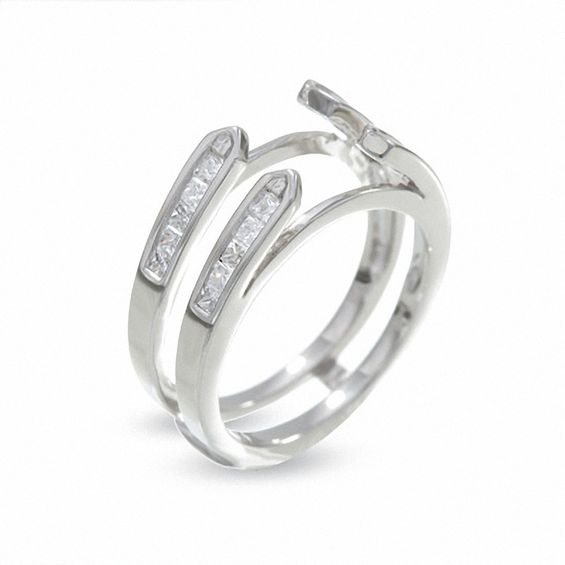 1/2 CT. T.w. Square-Cut Diamond Solitaire Enhancer in 14K White Gold