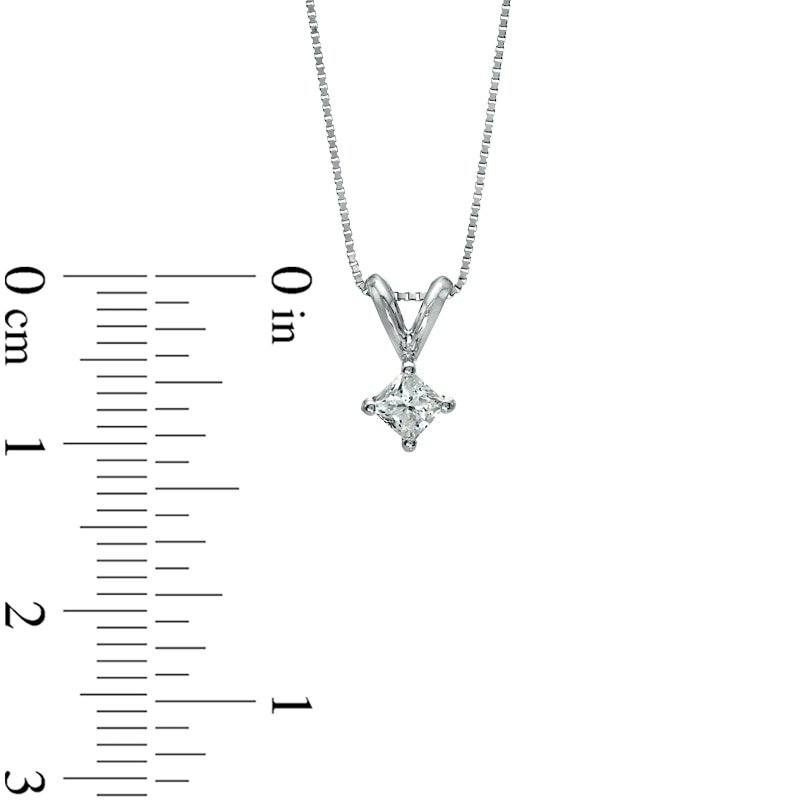 Main Image 2 of 1/3 CT. Princess Cut Diamond Solitaire Pendant in 14K White Gold