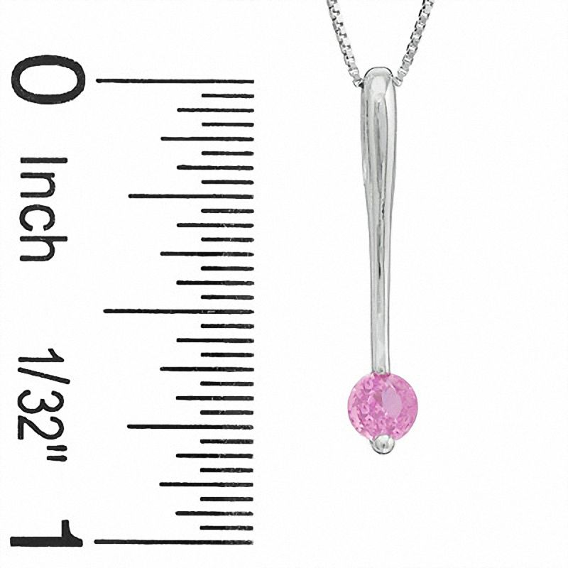 Main Image 2 of Pink Sapphire Stick Pendant and Earrings Set in 14K White Gold
