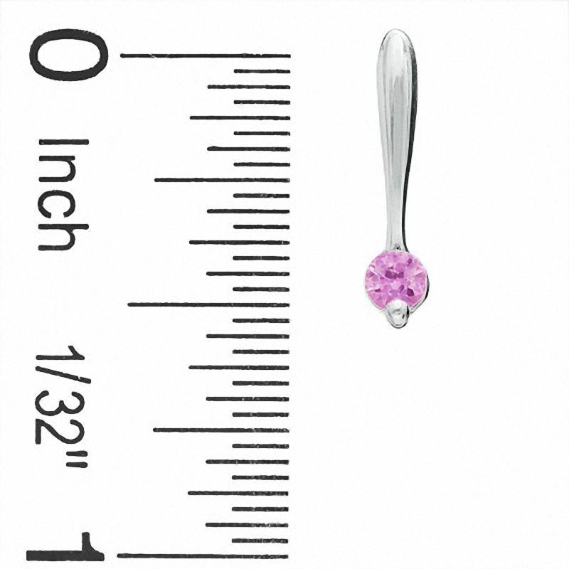 Main Image 3 of Pink Sapphire Stick Pendant and Earrings Set in 14K White Gold