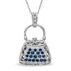 Thumbnail Image 1 of Sapphire and Diamond Accent Purse Pendant in 10K White Gold