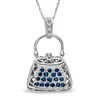 Thumbnail Image 0 of Sapphire and Diamond Accent Purse Pendant in 10K White Gold