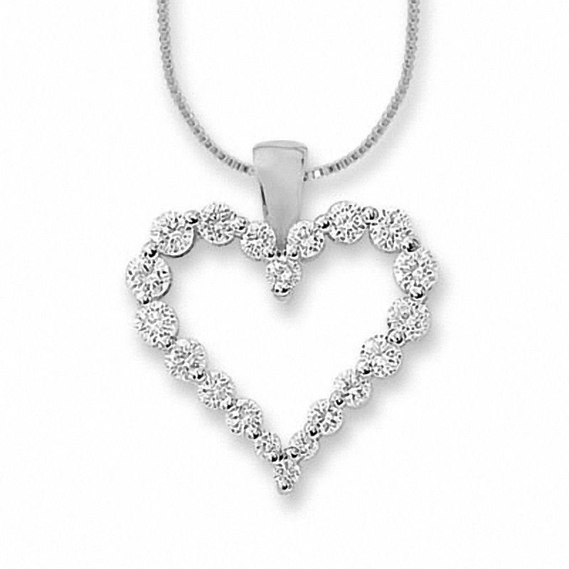 1/10 ctw Diamond Heart Initial Letter M Pendant Necklace in 14K