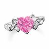 Thumbnail Image 1 of Lab-Created Pink and White Sapphire Heart Ring in 10K White Gold