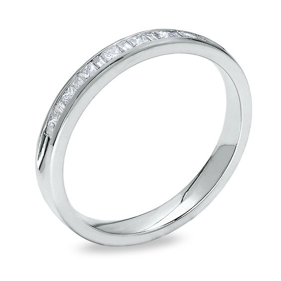 1/4 CT. T.w. Princess-Cut and Baguette Diamond Band in 14K White Gold