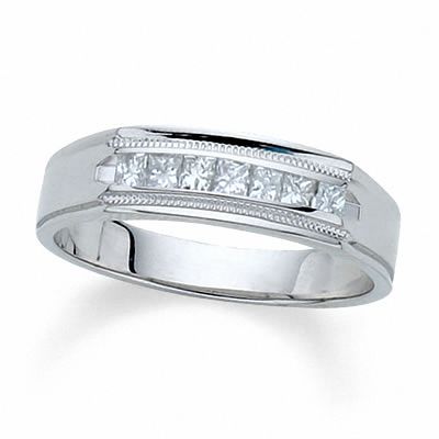 1//2ct Princess Cut Topaz Channel Set Wedding Men/'s Band Ring 14K White Gold Over