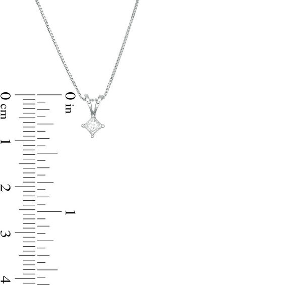 1/6 CT. Princess-Cut Diamond Solitaire Pendant in 14K White Gold (J/I3)