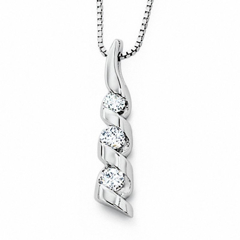 Main Image 1 of Sirena™ 1/2 CT. T.W. Diamond Three Stone Pendant in 14K White Gold