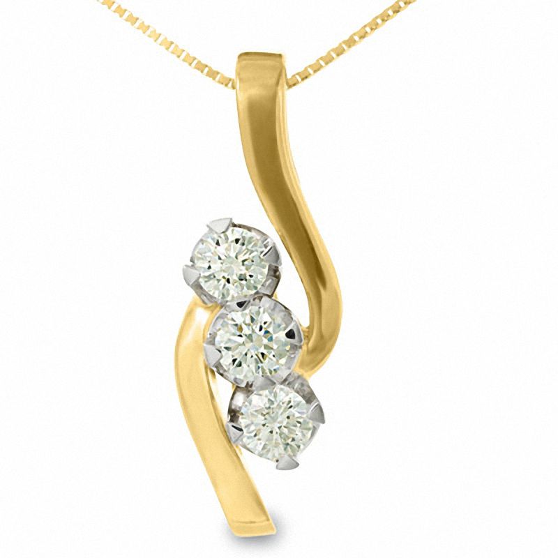 Main Image 1 of Sirena™ 3/4 CT. T.W. Diamond Three Stone Pendant in 14K Gold