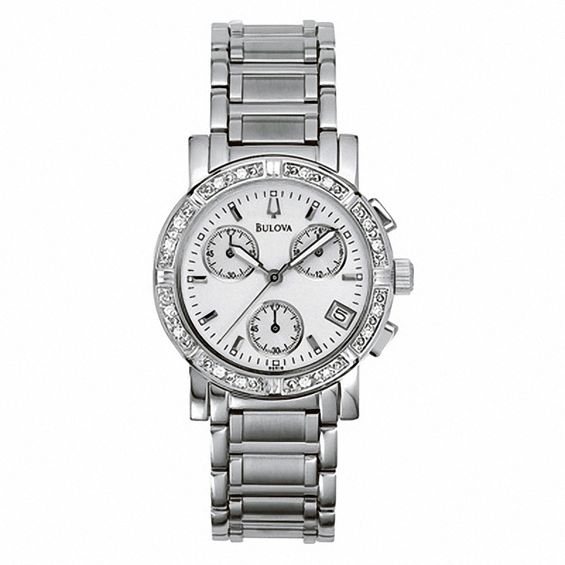 Ladies' Bulova Diamond Accent Watch with White Dial (Model: 96R19)